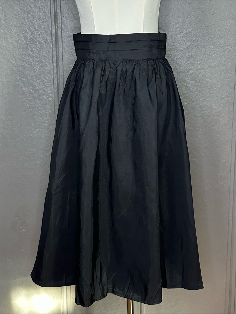 Vintage Jessica’s Gunnies Black Taffeta Midi Prairie Skirt
